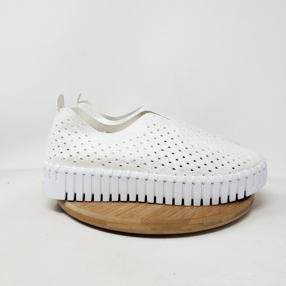 Ilse Jacobsen Tulip Platform Shoes Women 39 White Metallic Loafer Sneaker 3373